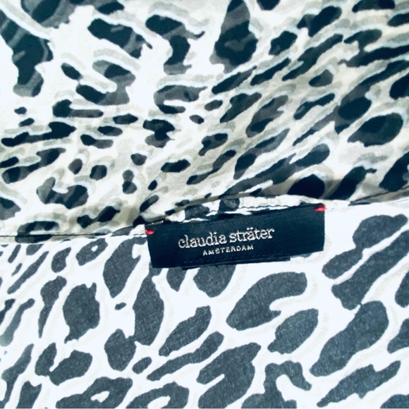 From Amsterdam Designer Claudia Strater Silk Scarf - Black, White & Pale Blue - Picture 8 of 14